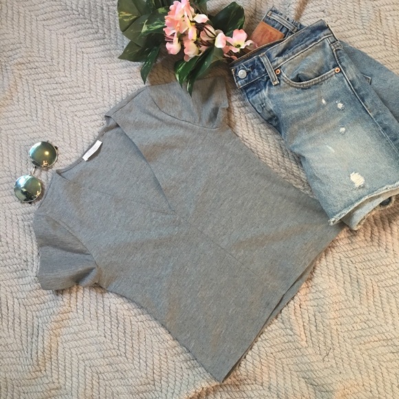Zara Tops - Fitted V-neck Stretch T-shirt by Zara.